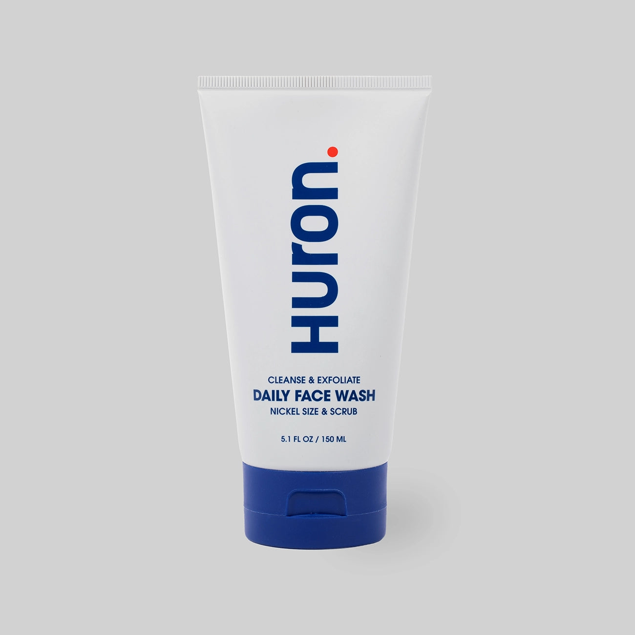 Huron Daily Face Wash in a white tube with blue accents