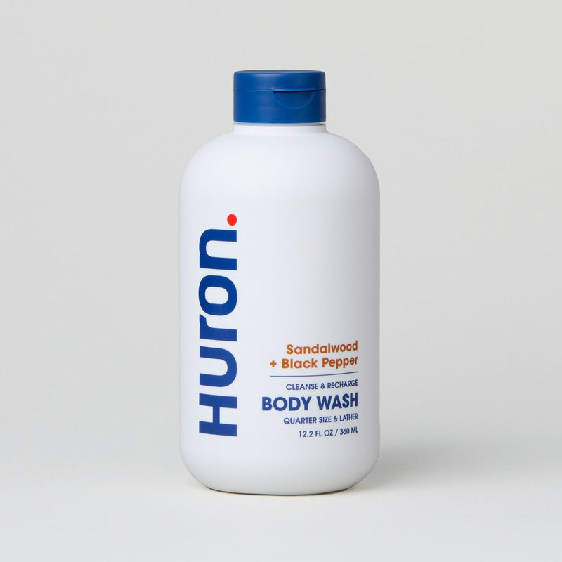 Huron Sandalwood + Black Pepper Body Wash bottle, 12.2 fl oz