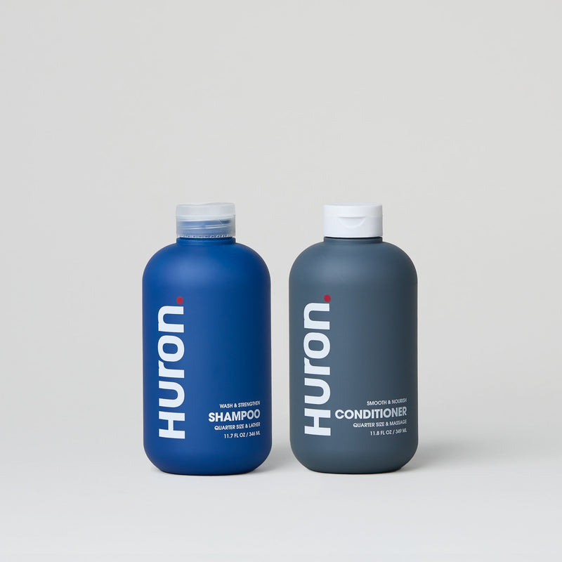 Huron shampoo and conditioner bottles, 12 fl oz each