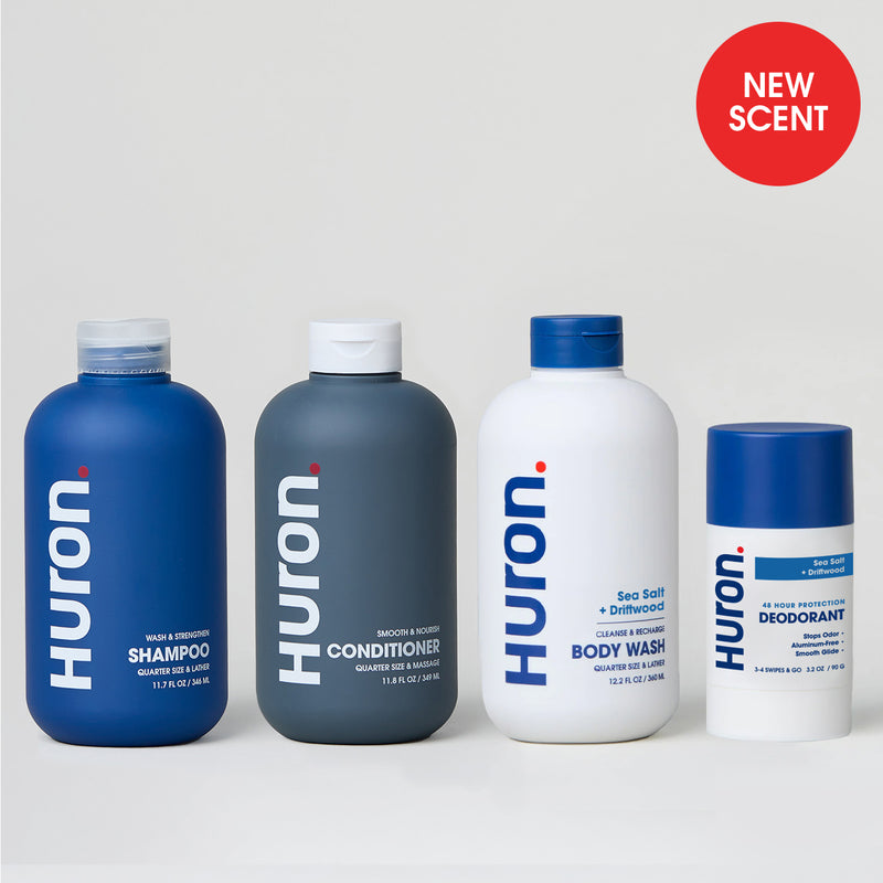 HURON SHAMPOO,  CONDITIONER, DEODORANT and BODY WASH — Sea Salt + Driftwood. NEW SCENT badge #scent_sea salt + driftwood