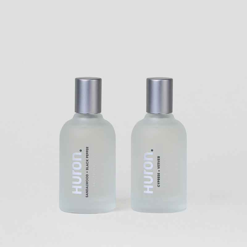 HURTON Sandalwood Black Pepper and Cypress Litter cologne bottles